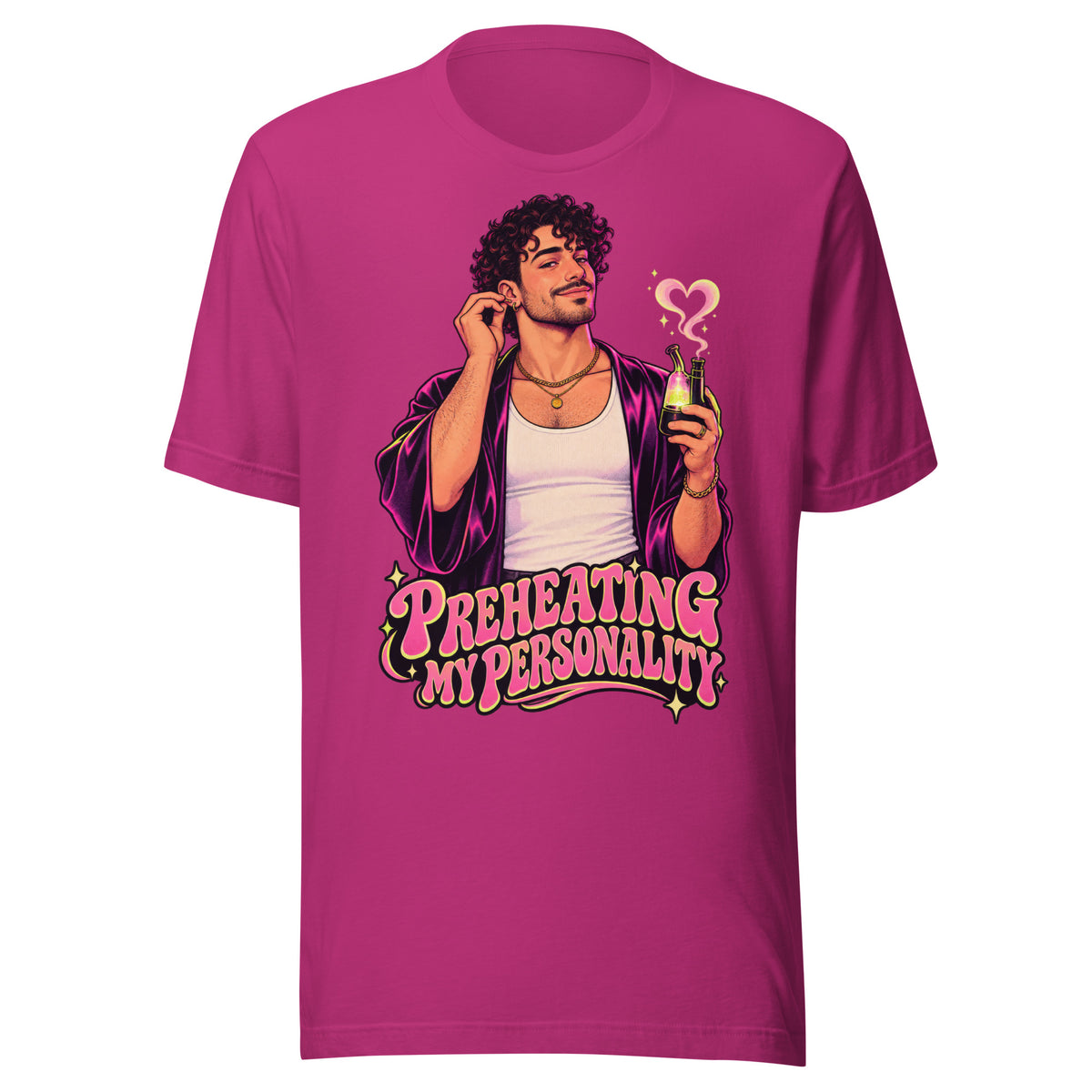 Preheating My Personality Neon T-Shirt in Berry, front view