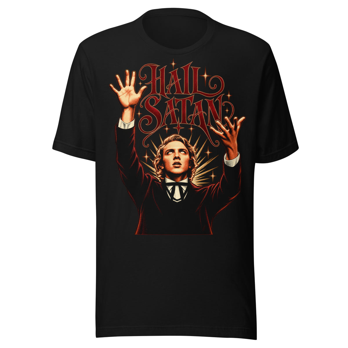 Hail Satan T-Shirt in Black, front view