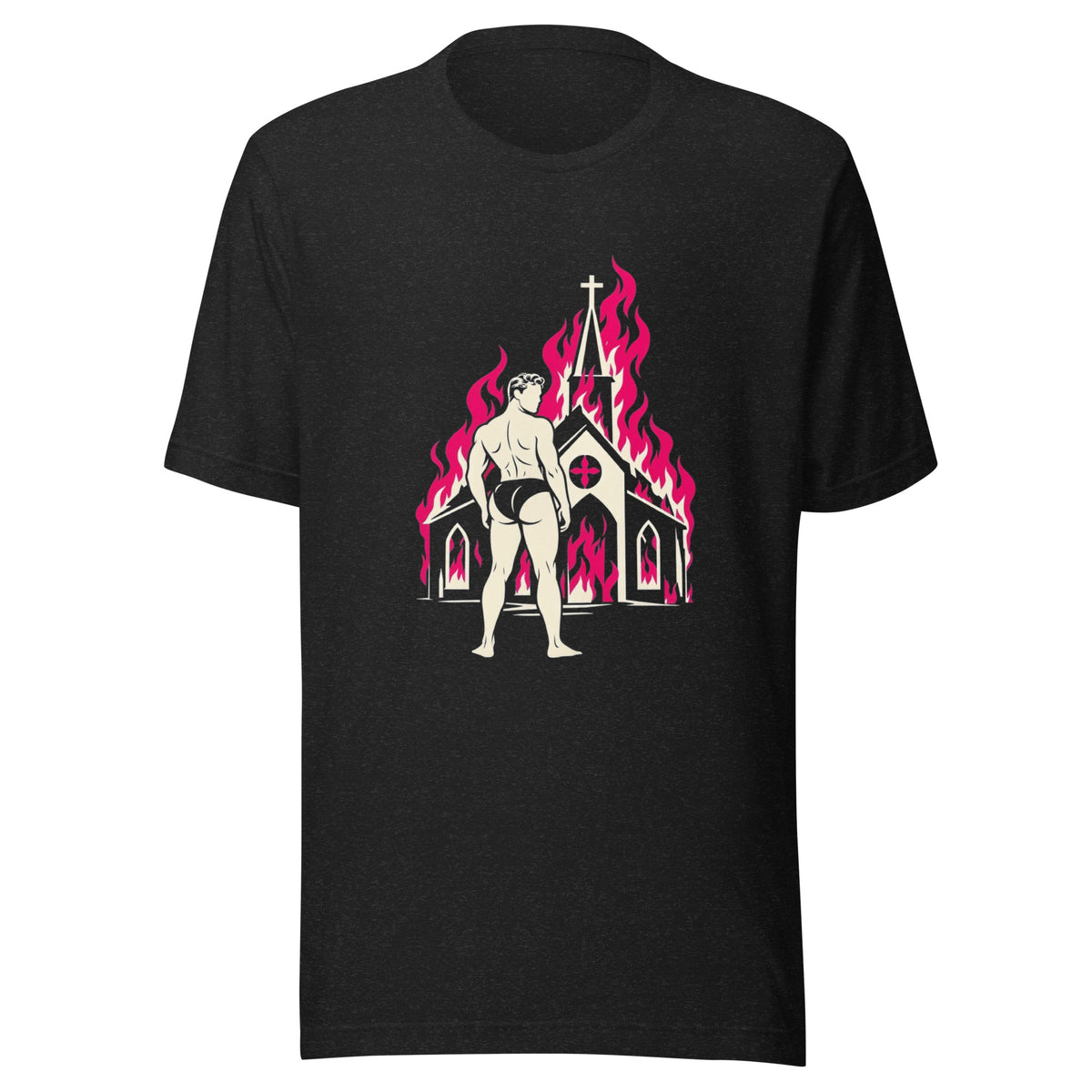 Burnt Church Cheeks T-Shirt in Black Heather, front view